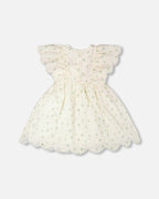 Jacquard Dress White Printed Flowers